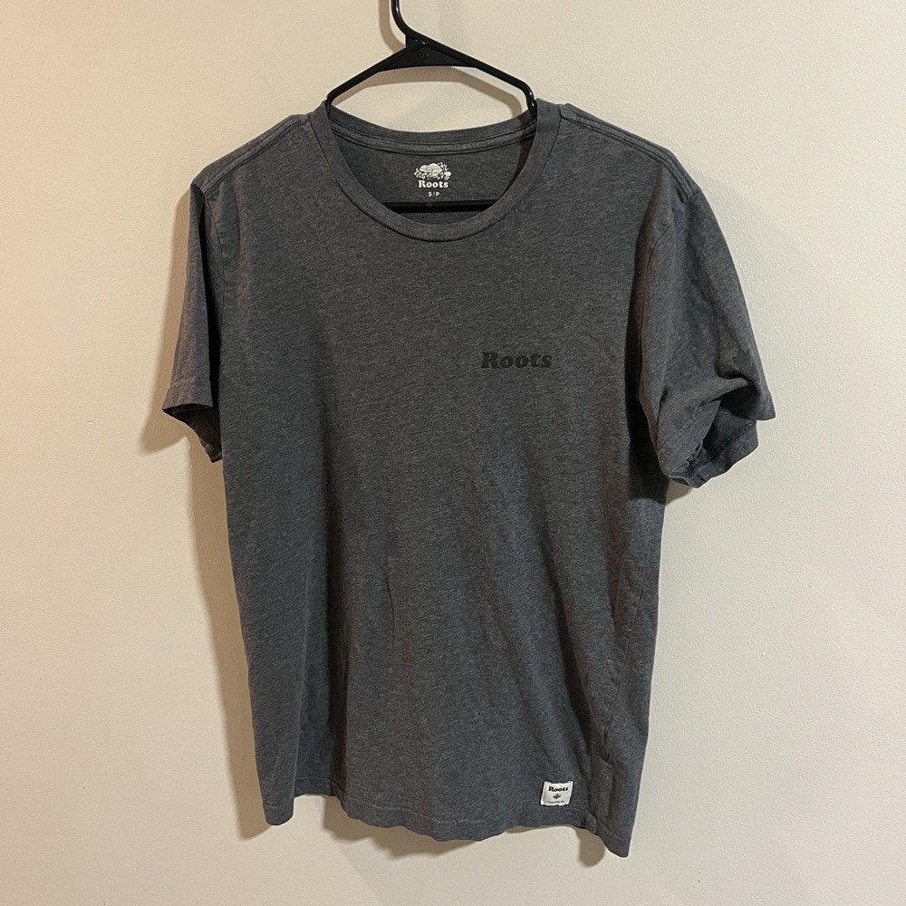 Roots Canada Men's Short Sleeve Gray Cotton‎ Tee Shirt Size Small